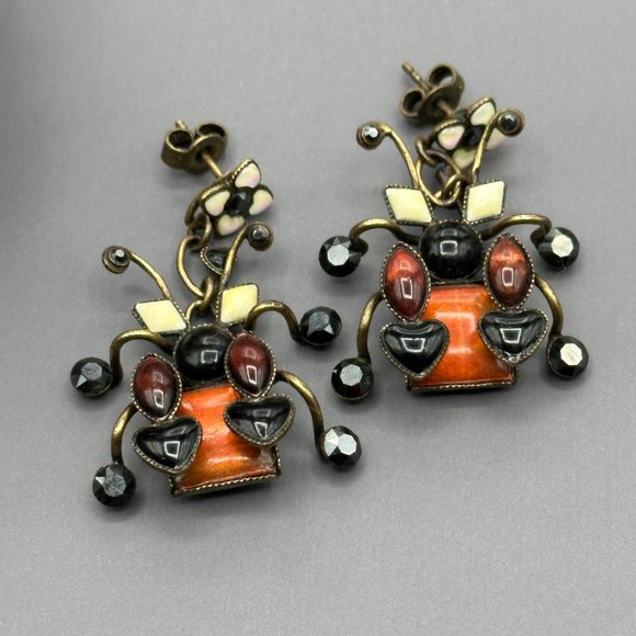 Konplott German hand-made RARE Brass Bracelet Bangle and Earrings with Ladybugs - Picture 5 of 5